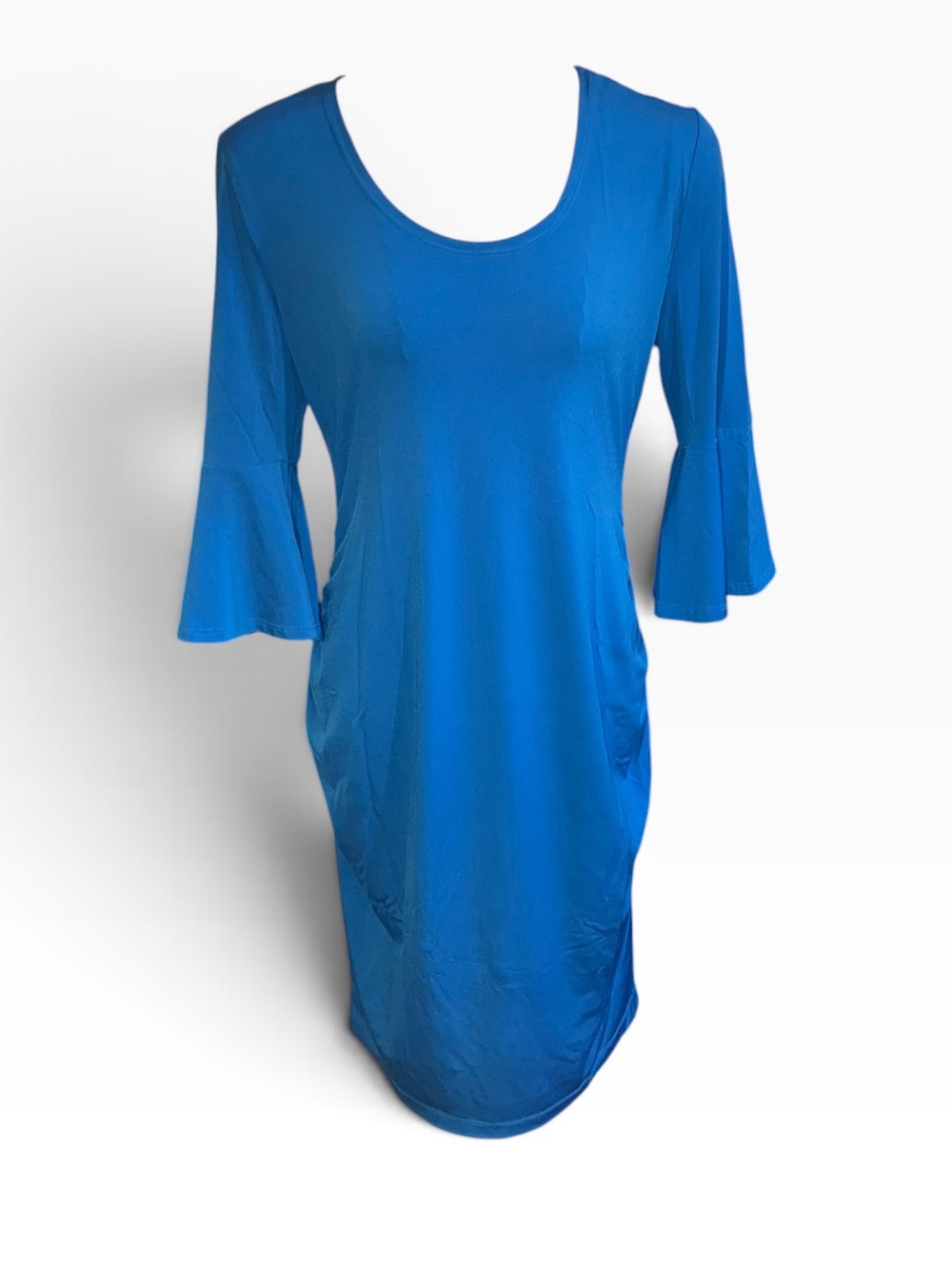Women's Royal Blue Midi Dress with Bell Sleeves